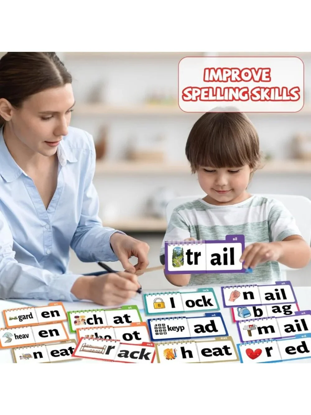 48-Word Family Build Book & Phonics Flashcards for Kids - Learn to Read & Rhyme!